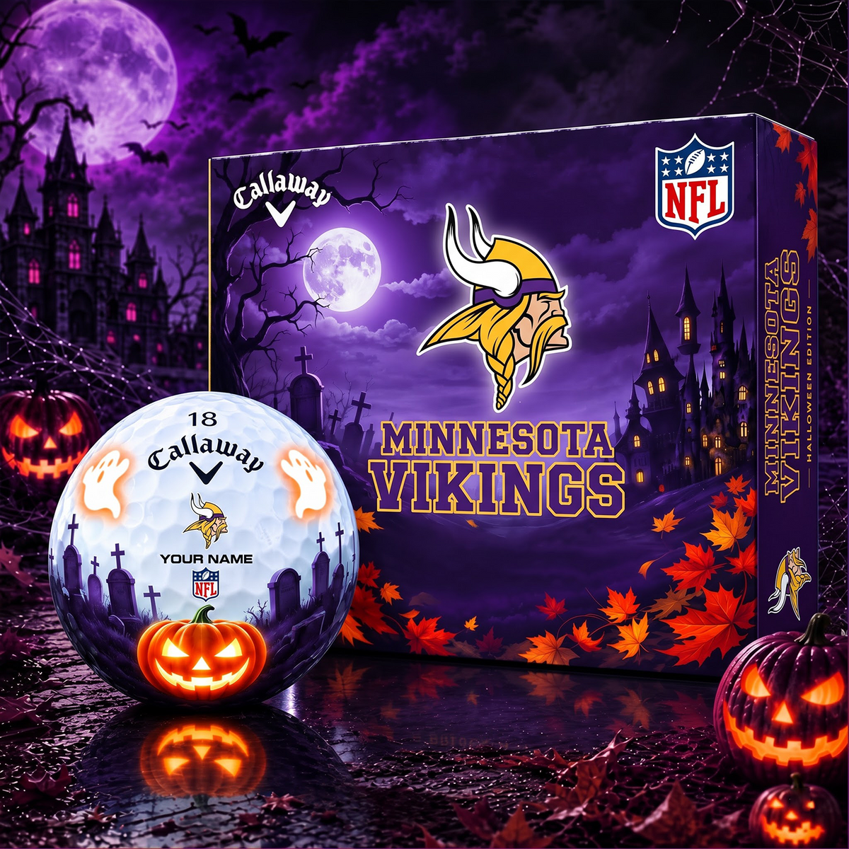 SIGNATURE NFL X MV DELUXE PERSONALIZED HALLOWEEN HORROR FAIRWAY SERIES V3 GOLF BALL COLLECTION