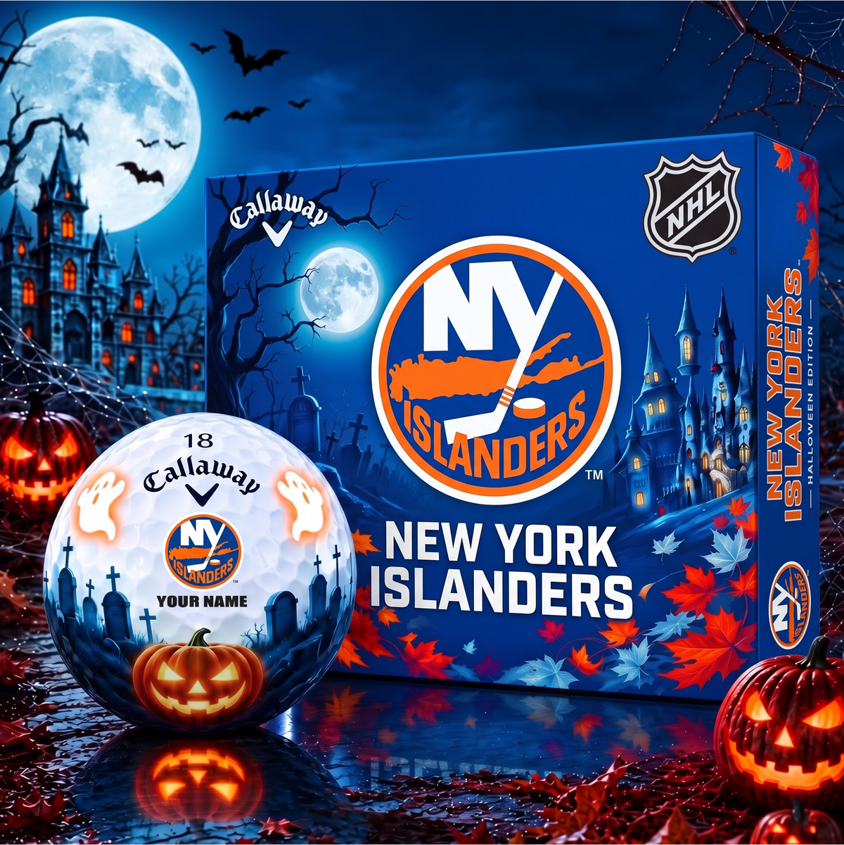 SIGNATURE NHL X NYI DELUXE PERSONALIZED HALLOWEEN HORROR FAIRWAY SERIES V3 GOLF BALL COLLECTION