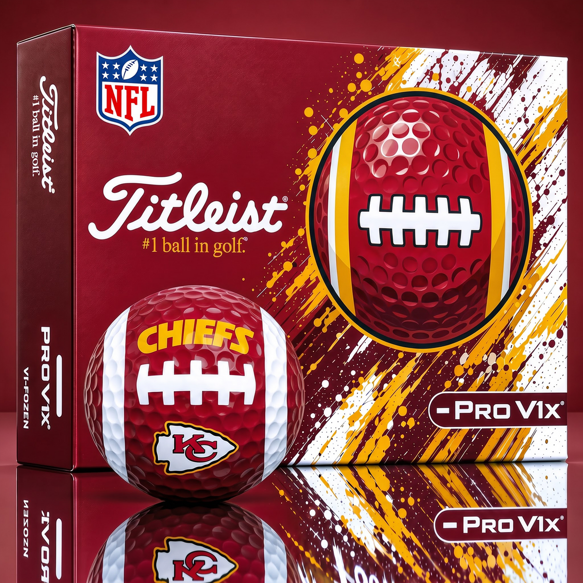 SIGNATURE TITLIEST X NFL KCC Bespoke 3D Gridiron Rugby Golf Ball SET Edition