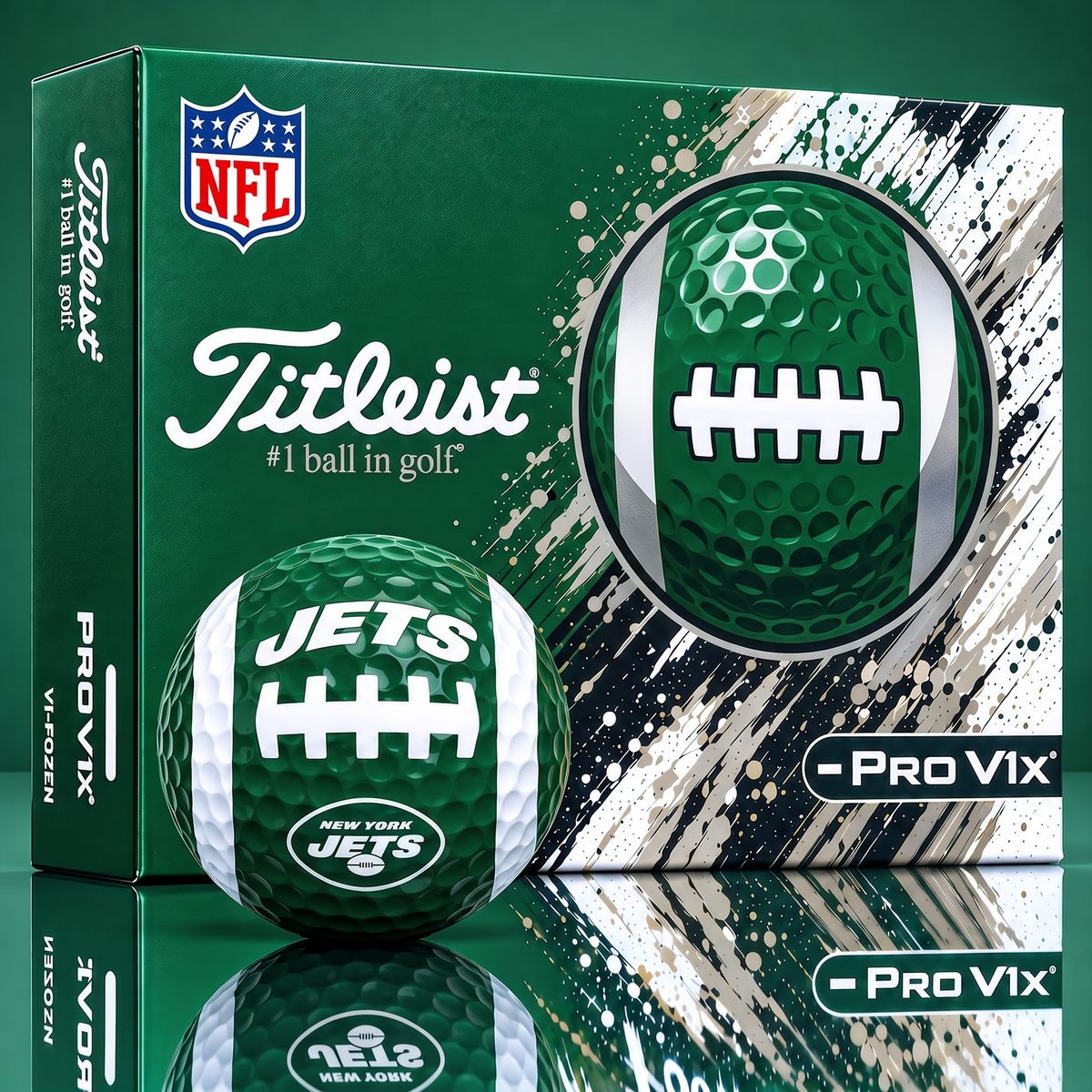 SIGNATURE TITLIEST X NFL NYJ Bespoke 3D Gridiron Rugby Golf Ball SET Edition