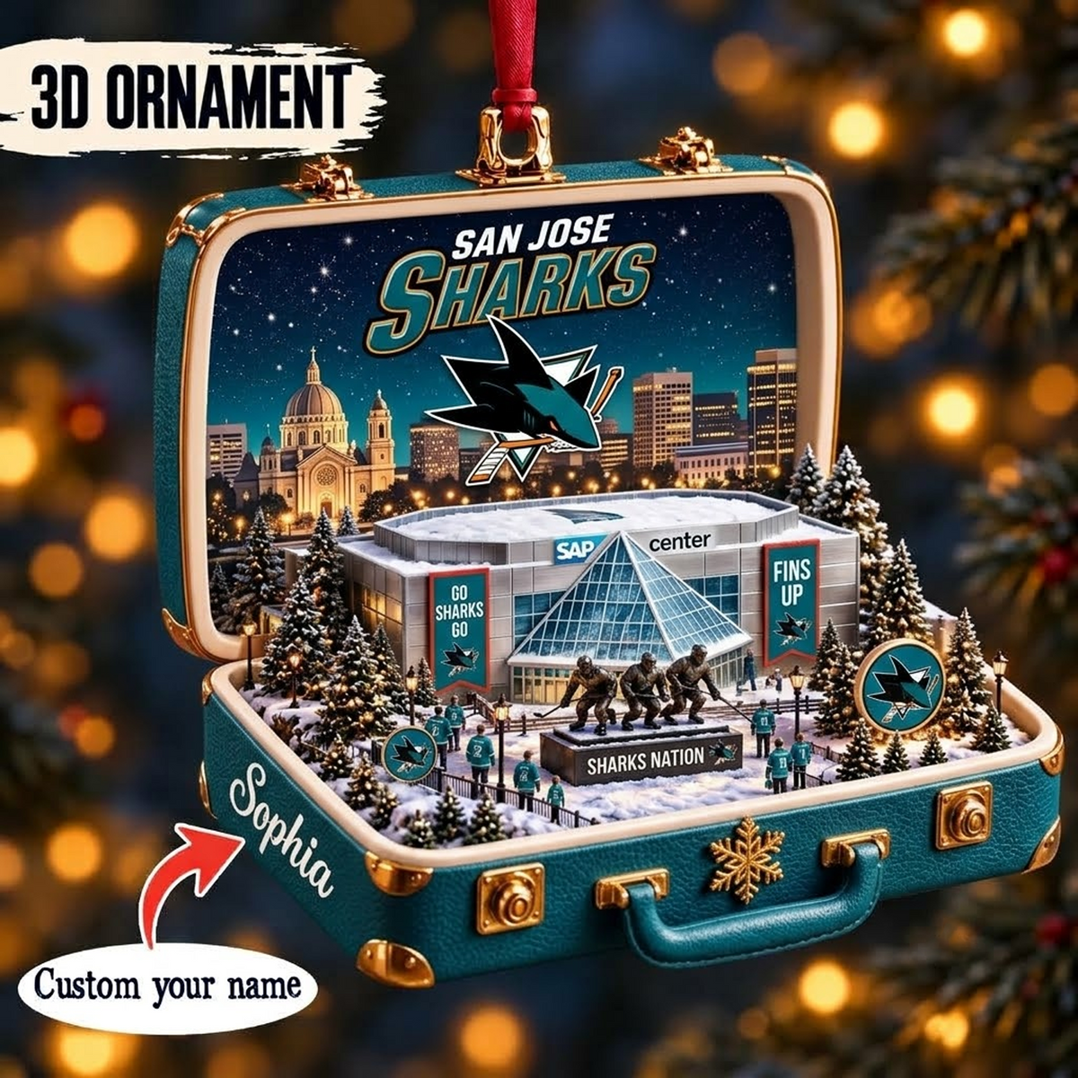 SJS x NHL Christmas KICKOFF Premium Personalized Acrylic Oranment