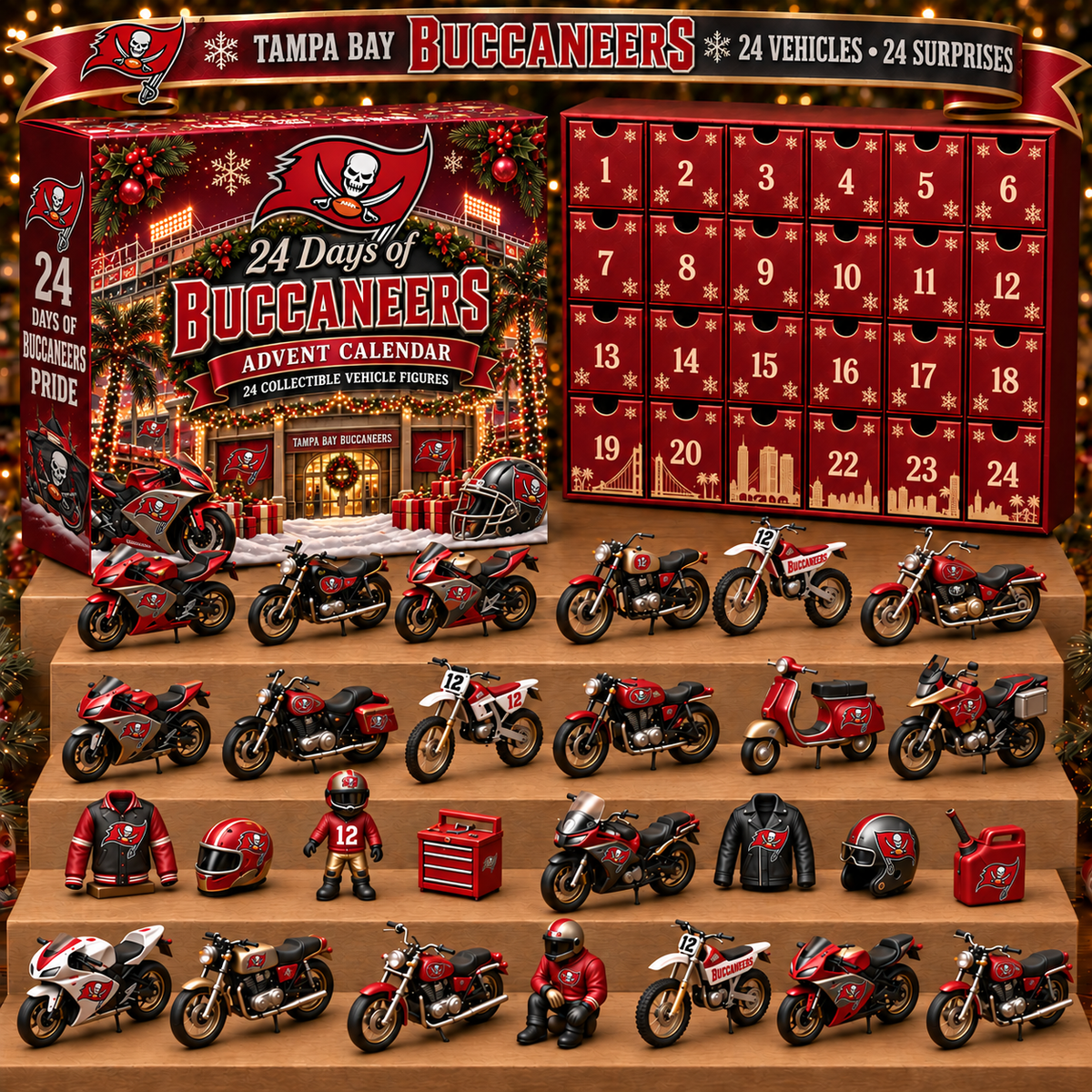 TBB x NFL Personalized 24 Days Of Motorcycles Advent Calendar Blink Box