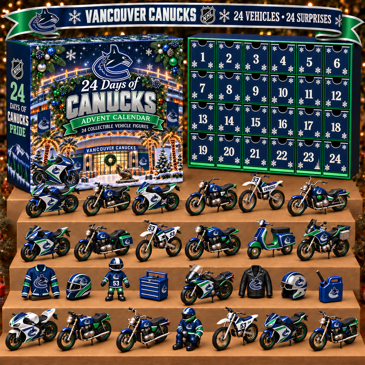 VC x NHL Personalized 24 Days Of Motorcycles Advent Calendar Blink Box