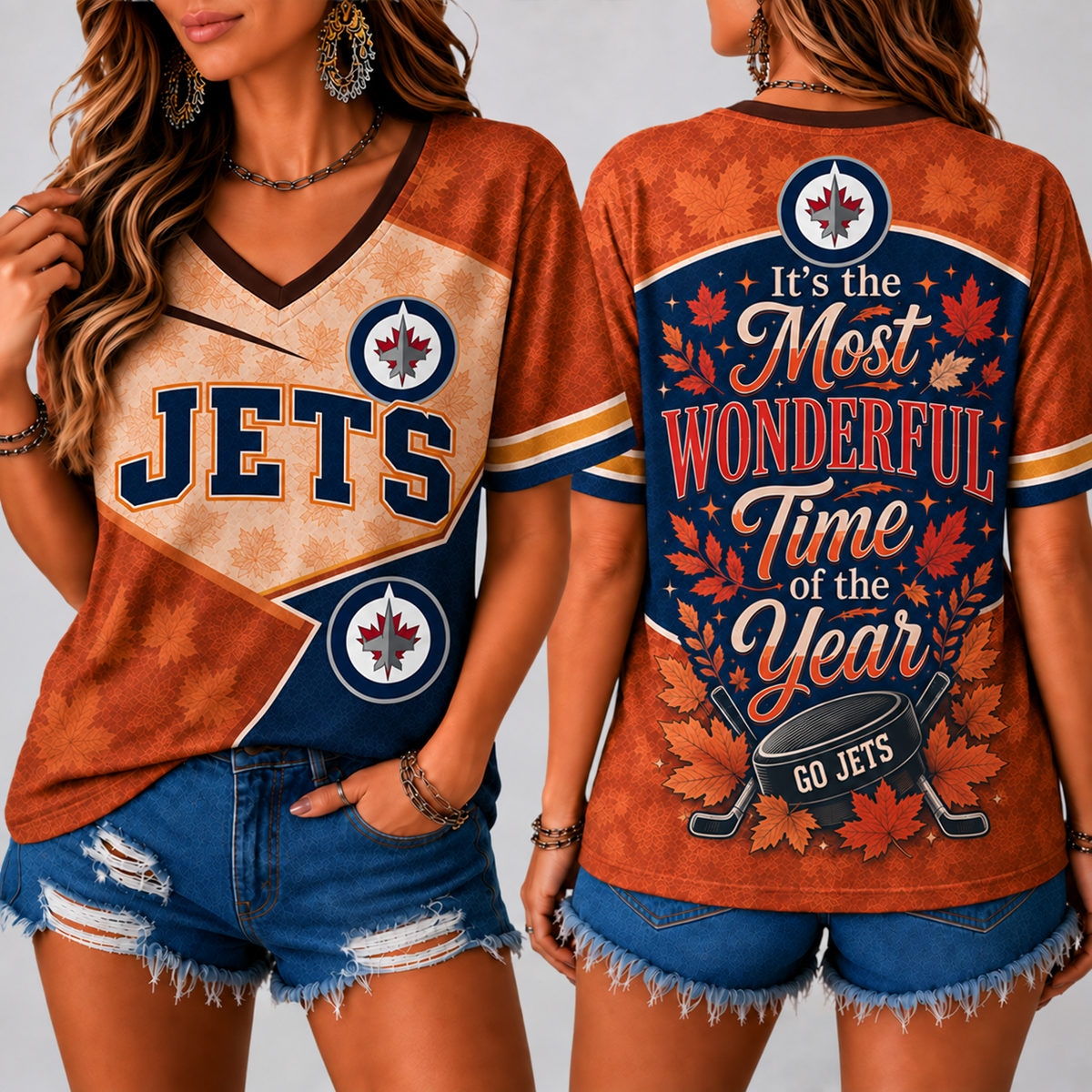 WJ Premium NHL Fall Game Day V-Neck Shirt