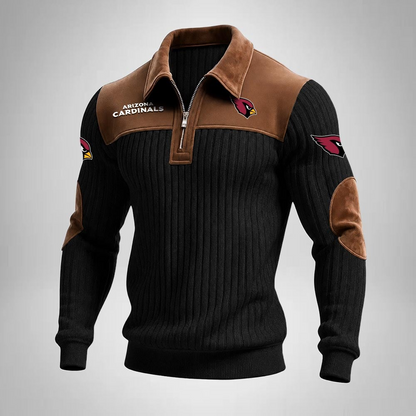 AC x NFL Men‘s Suede Zip-up Polo Shirt