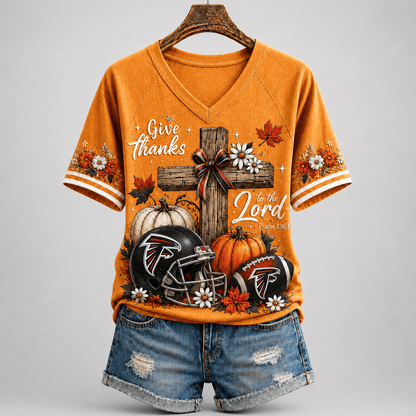 AF Premium NFL Thanksgiving Faith And Football V-Neck Shirt