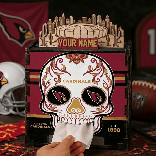 ARI x NFL Personalized Wooden Tissue Box – Custom Name Gift