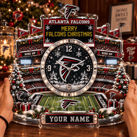 ATL x NFL Christmas KICKOFF Personalized Acrylic Hanging Wall Clock – Premium Limited Edition Gift for Men, Women & Football Fans