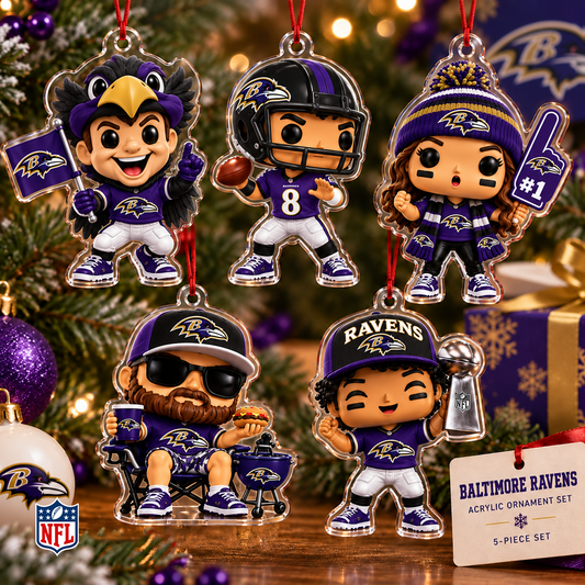 BAL x NFL Christmas KICKOFF Personalized Set 5 Acrylic Ornament