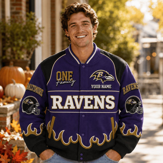 BR NFL Team Baseball Jacket Custom Any Name Gift For Fan