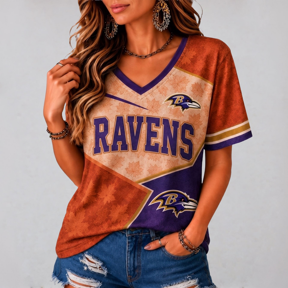 BR Premium NFL Fall Game Day V-Neck Shirt