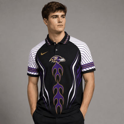 BR Premium NFL Flame Stripe Athletic Polo Shirt