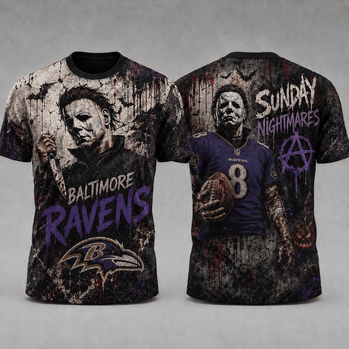 BR Premium NFL Michael Myers Sunday Nightmares 3D T-Shirt For Horror Football Fans