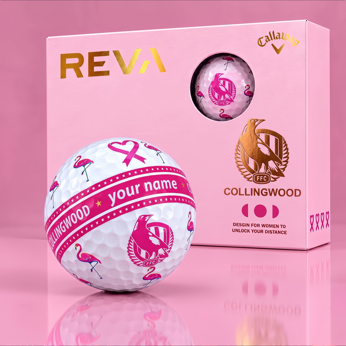 CALLAWAY REVA X PREMIUM AFL COL DELUXE PERSONALIZED GOLF BALL FOR WOMEN TOURNAMENT LIMITED EDITION