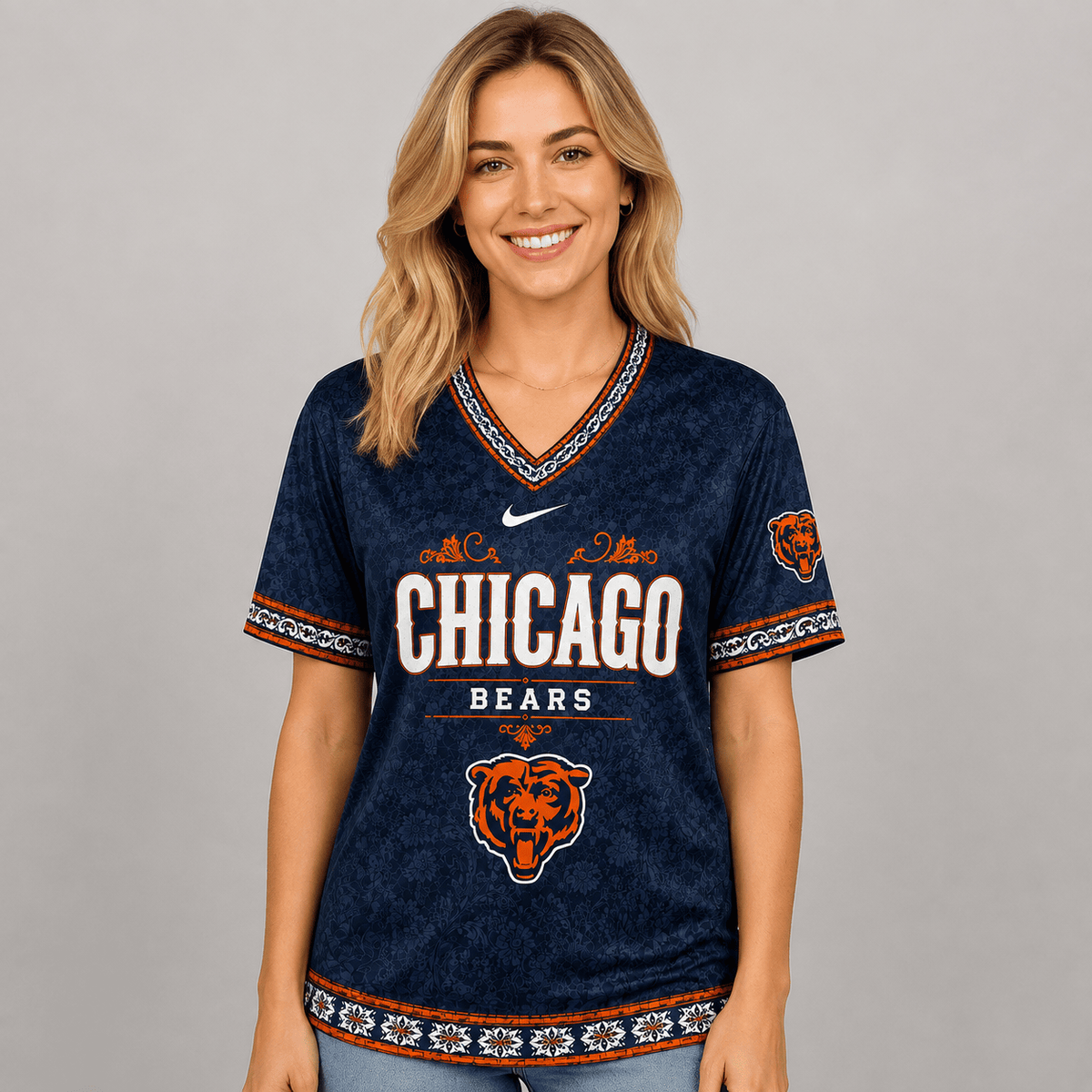 CHI Premium NFL Classic Floral Satin Shirt