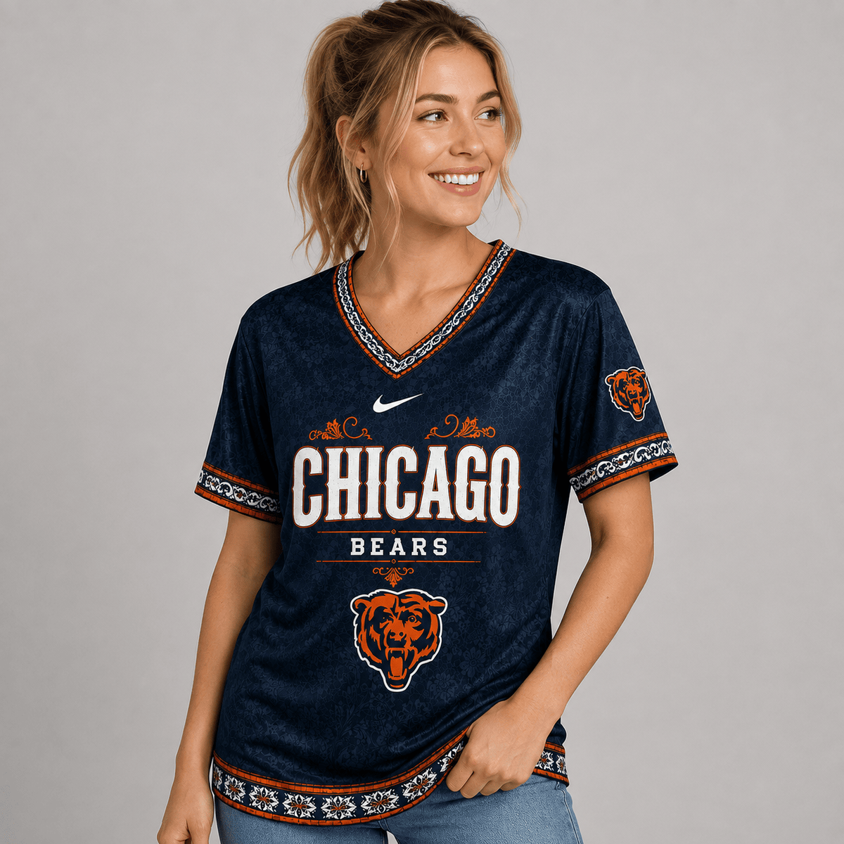 CHI Premium NFL Classic Floral Satin Shirt