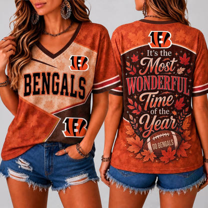 CIN Premium NFL Fall Game Day V-Neck Shirt
