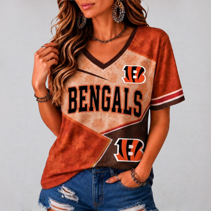 CIN Premium NFL Fall Game Day V-Neck Shirt