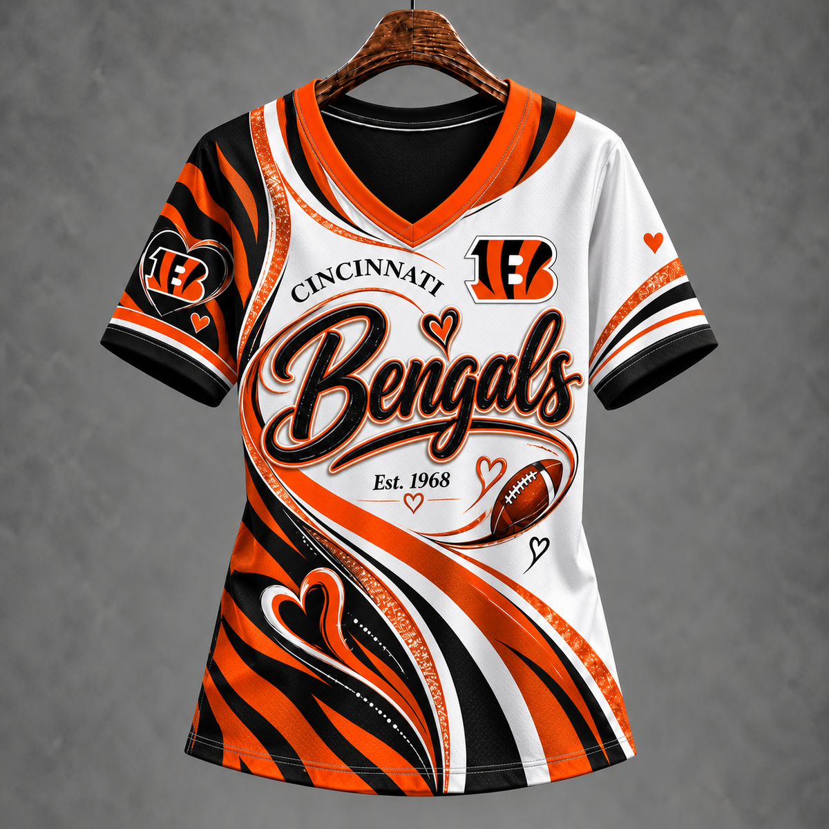 CIN x NFL Premium Womenƒ??s V-Neck Shirt