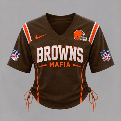 CLE Premium NFL Game Day Women Lace-Up Jersey Shirt