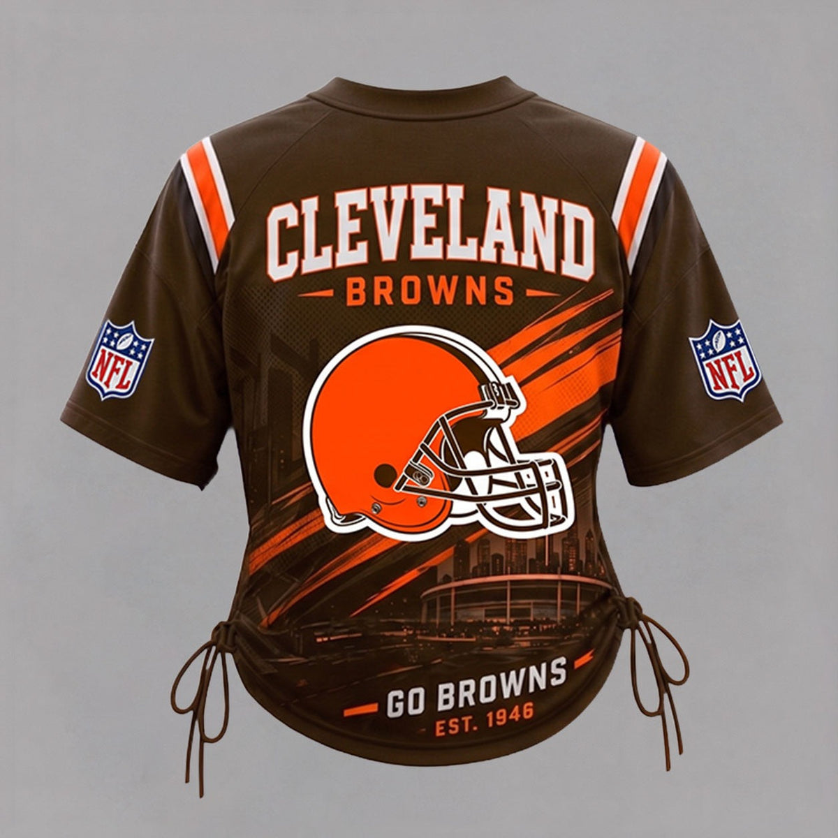CLE Premium NFL Game Day Women Lace-Up Jersey Shirt