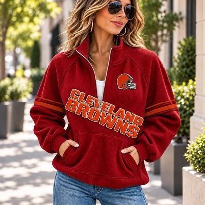 CLE x NFL Corduroy Half-Zip Sweatshirt