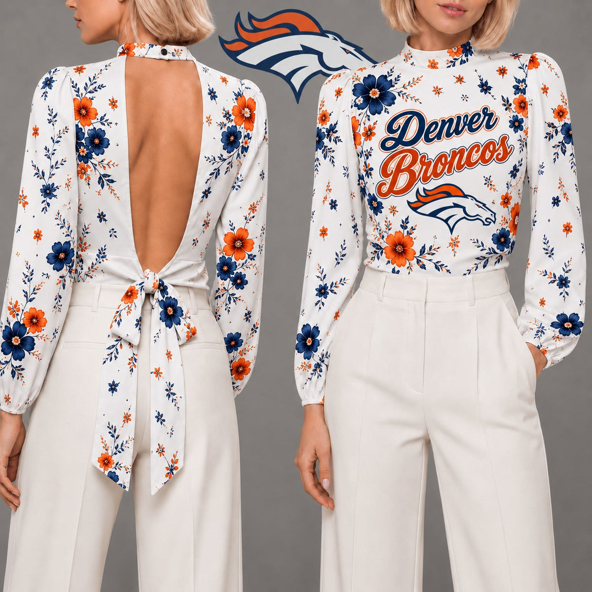 DB Premium NFL Floral Backless Long Sleeve Shirt