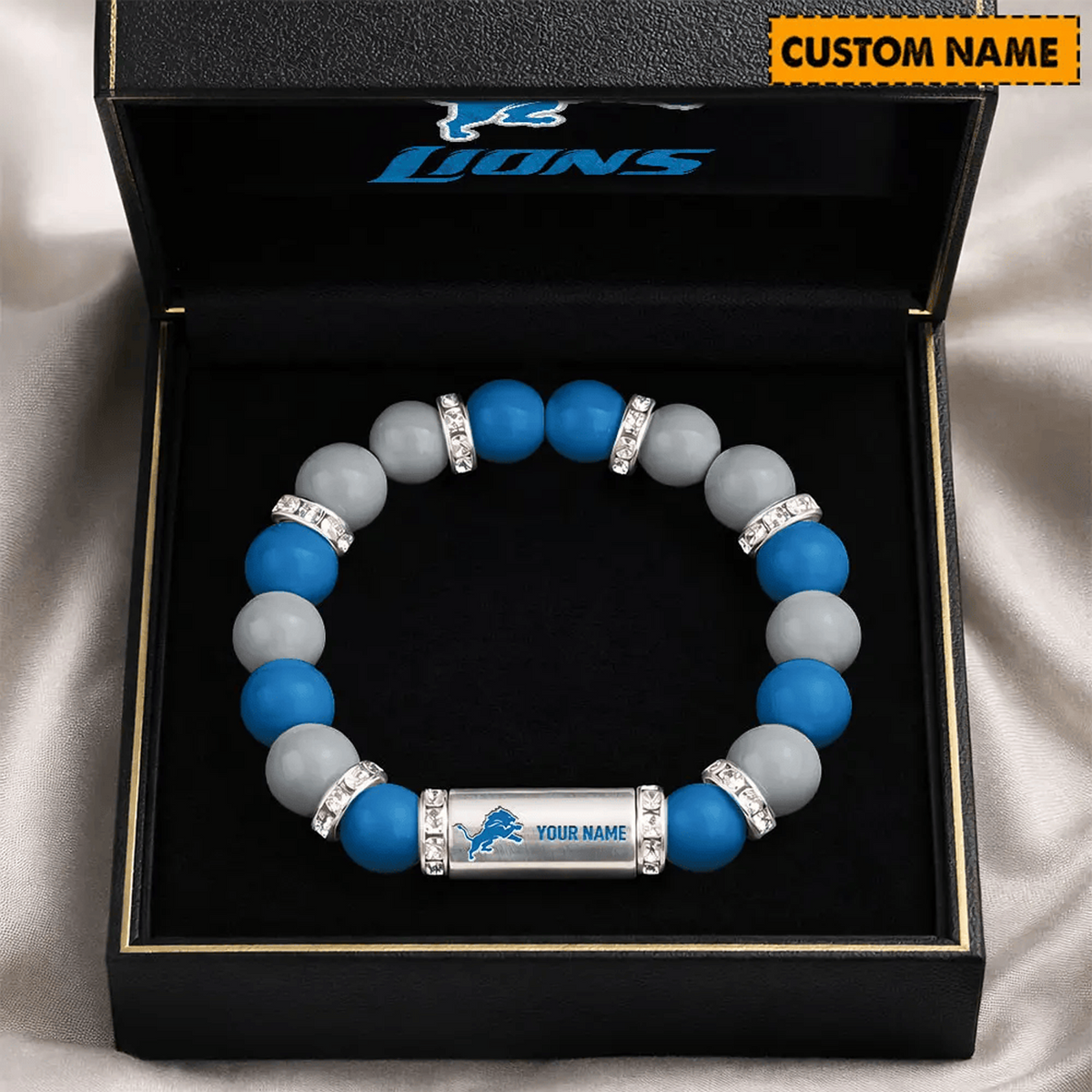 DET x NFL Custom Name Handcrafted Lucky Energy Bracelet Gift For Fans