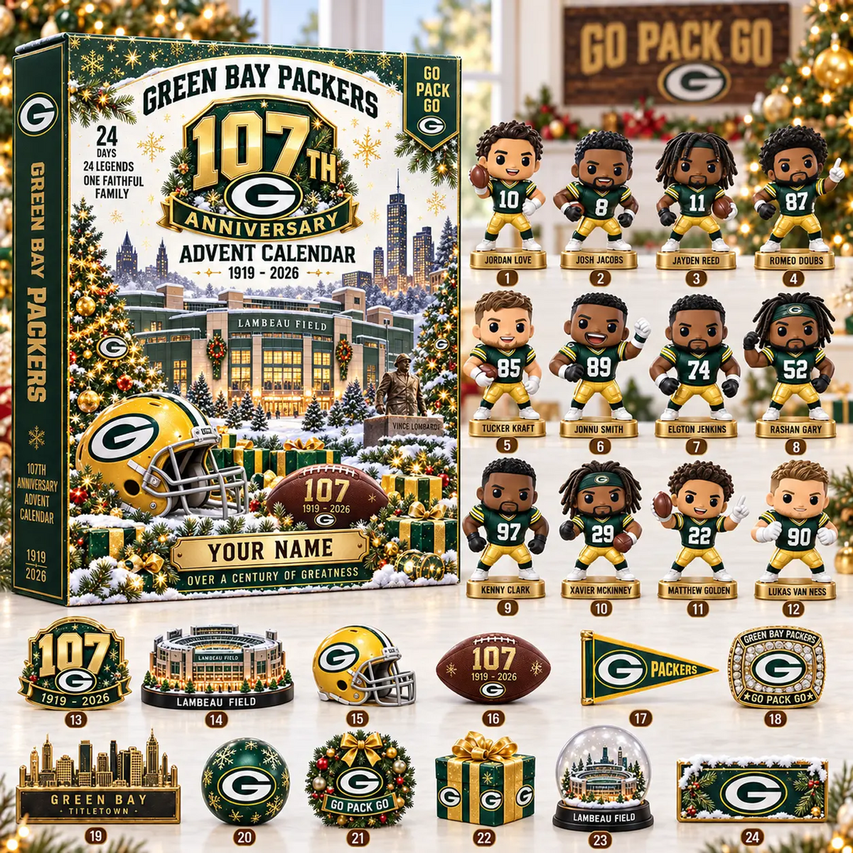 GB x NFL Christmas 2026 Anniversary Advent Calendar Box Custom Any Name Gifts