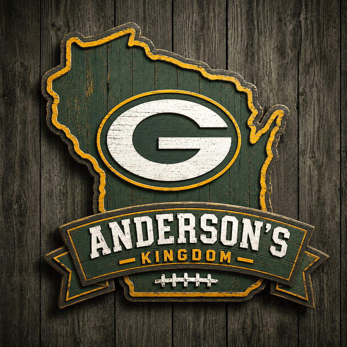 GB x NFL Personalized Vintage Wooden Sign