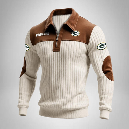 GBP x NFL Men‘s Suede Zip-up Polo Shirt