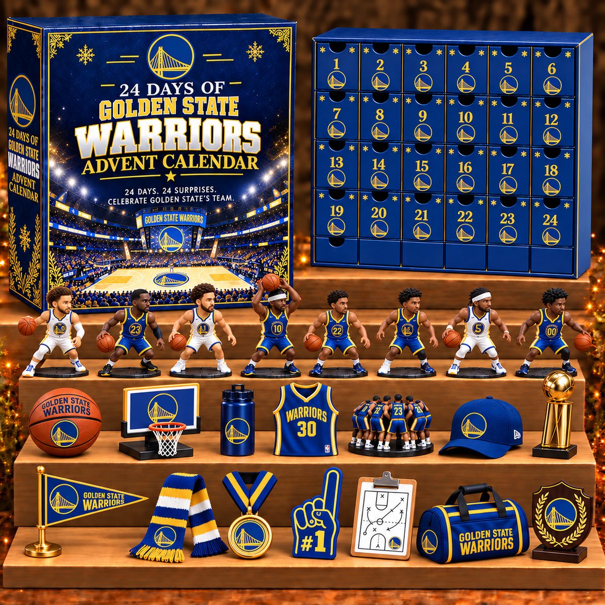 GSW x NBA Personalized 24 Days Of Basketball Advent Calendar Blink Box