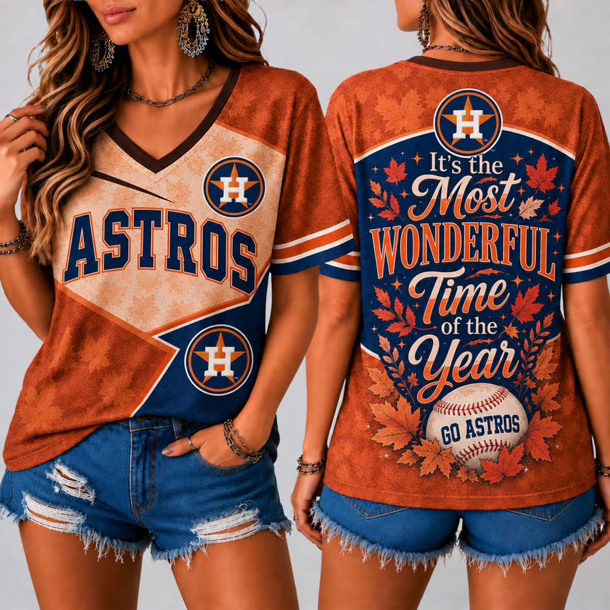 HA Premium MLB Fall Game Day V-Neck Shirt