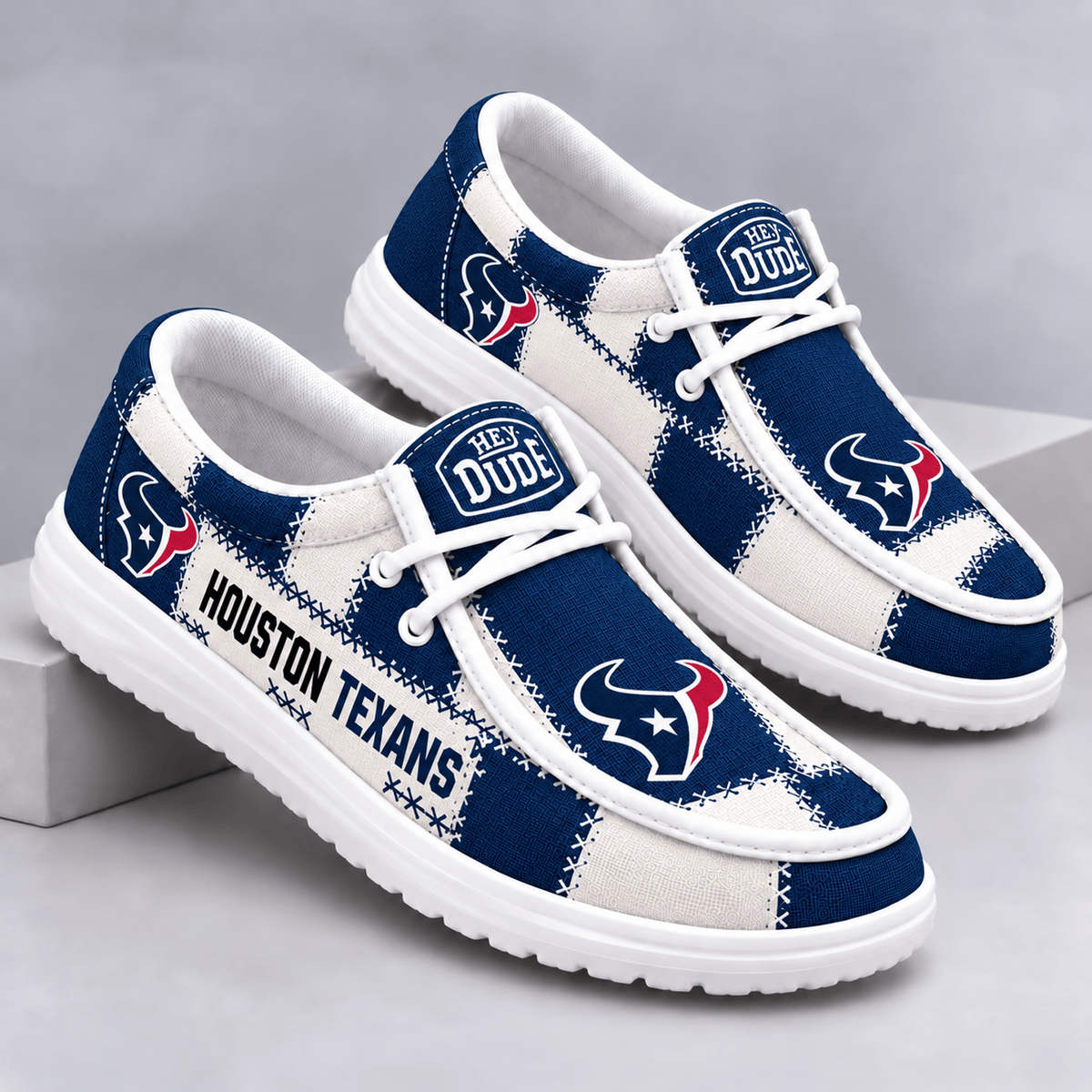 HOU x NFL Team Logo Patchwork Loafer Shoes