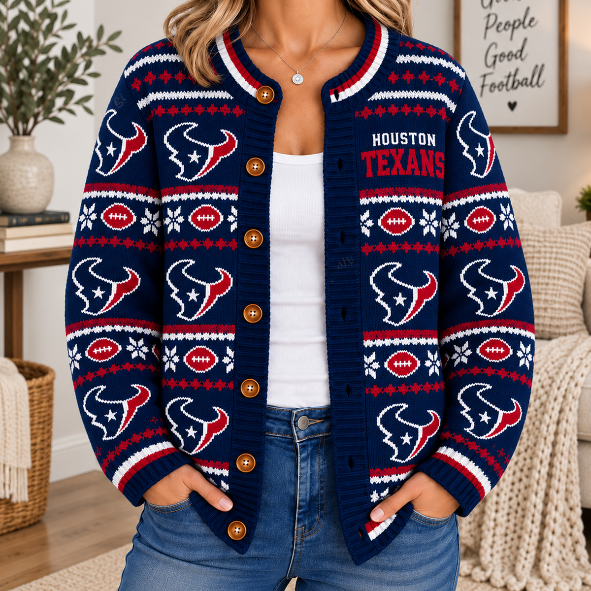 HOU x NFL Women's Cardigan Sweater