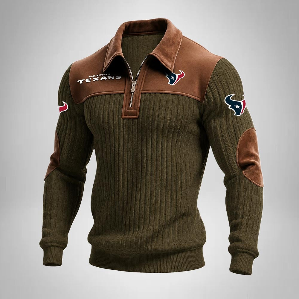 HT x NFL Men‘s Suede Zip-up Polo Shirt