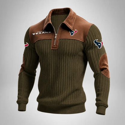 HT x NFL Men‘s Suede Zip-up Polo Shirt