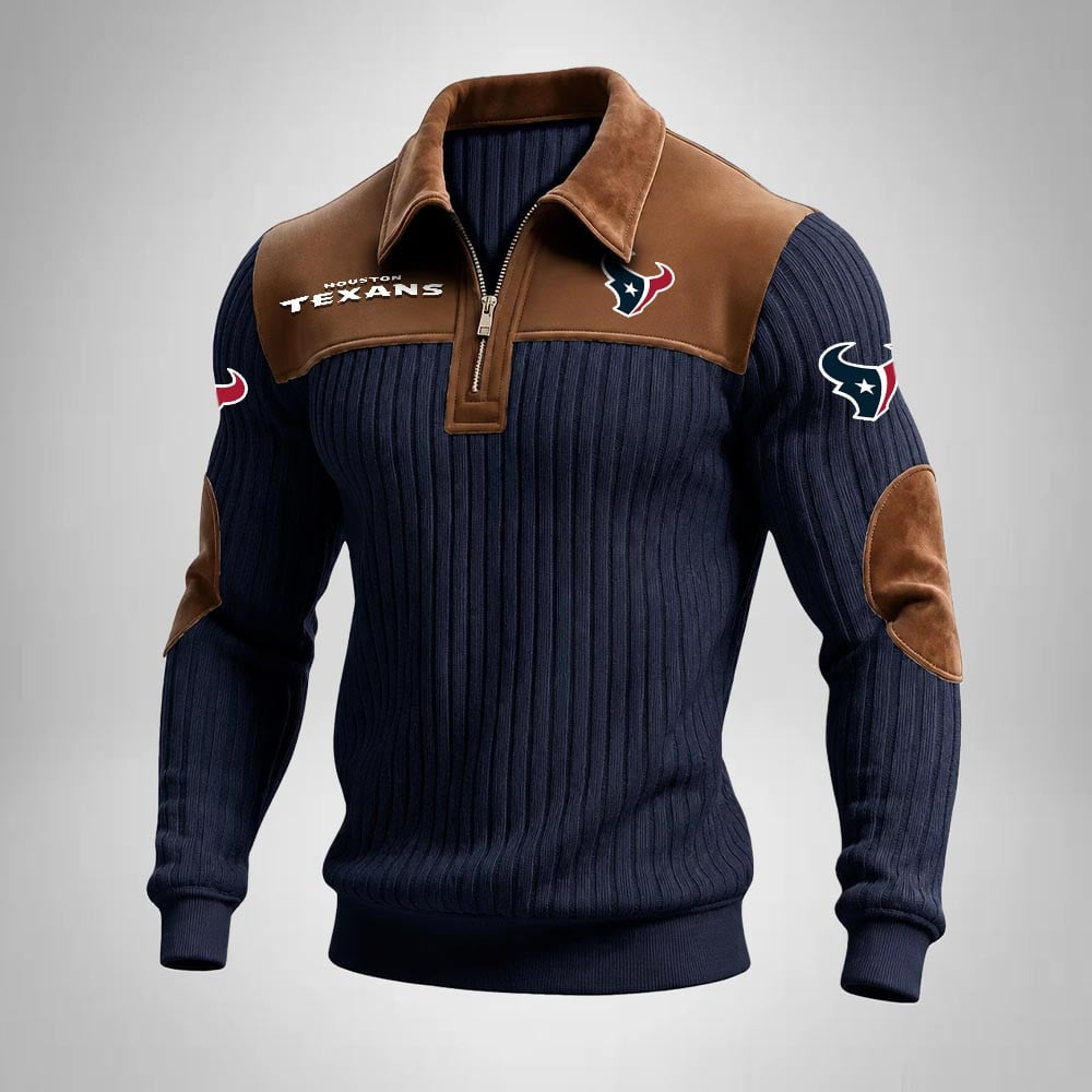 HT x NFL Men‘s Suede Zip-up Polo Shirt