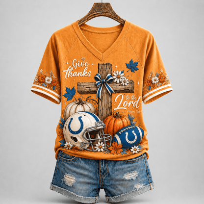 IC Premium NFL Thanksgiving Faith And Football V-Neck Shirt