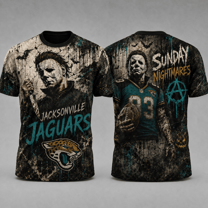 JJ Premium NFL Michael Myers Sunday Nightmares 3D T-Shirt For Horror Football Fans