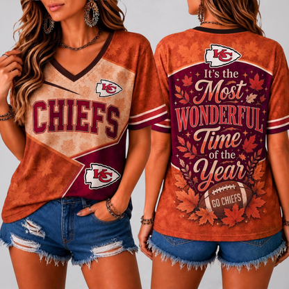 KCC Premium NFL Fall Game Day V-Neck Shirt