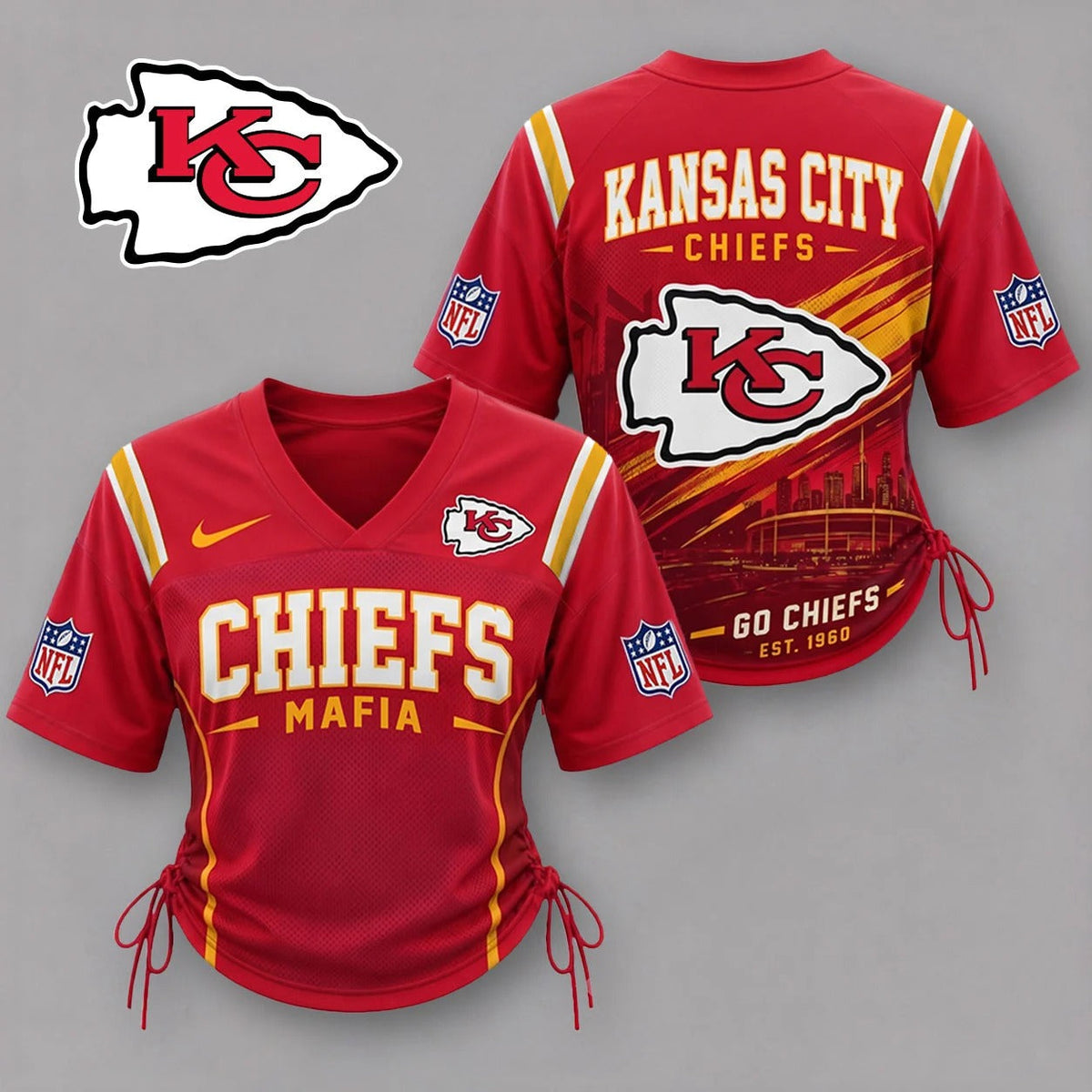 KCC Premium NFL Game Day Women Lace-Up Jersey Shirt