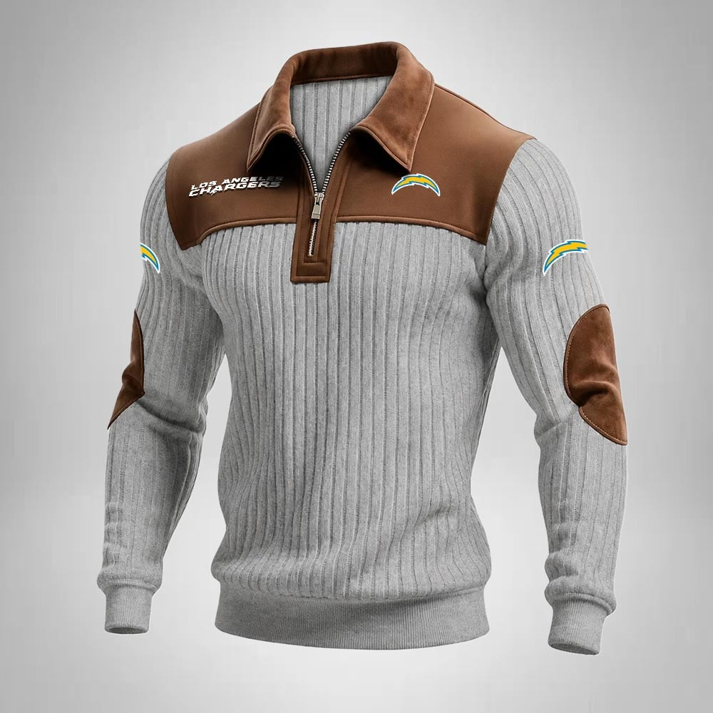 LAC x NFL Men‘s Suede Zip-up Polo Shirt