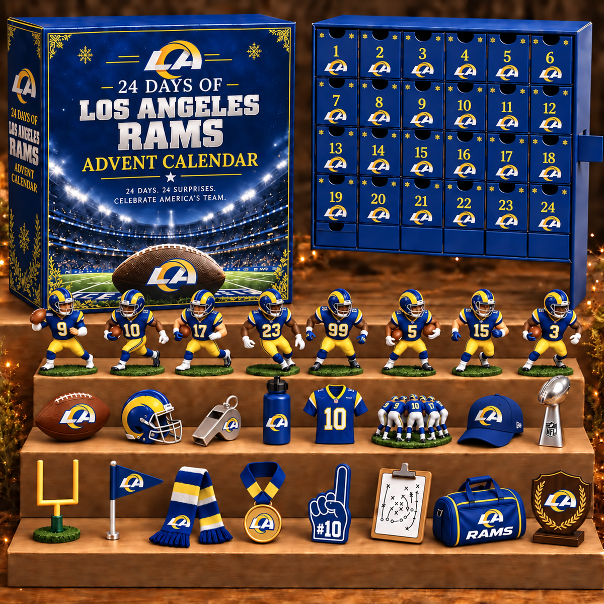 LAR x NFL Personalized 24 Days Of American Football Advent Calendar Blink Box