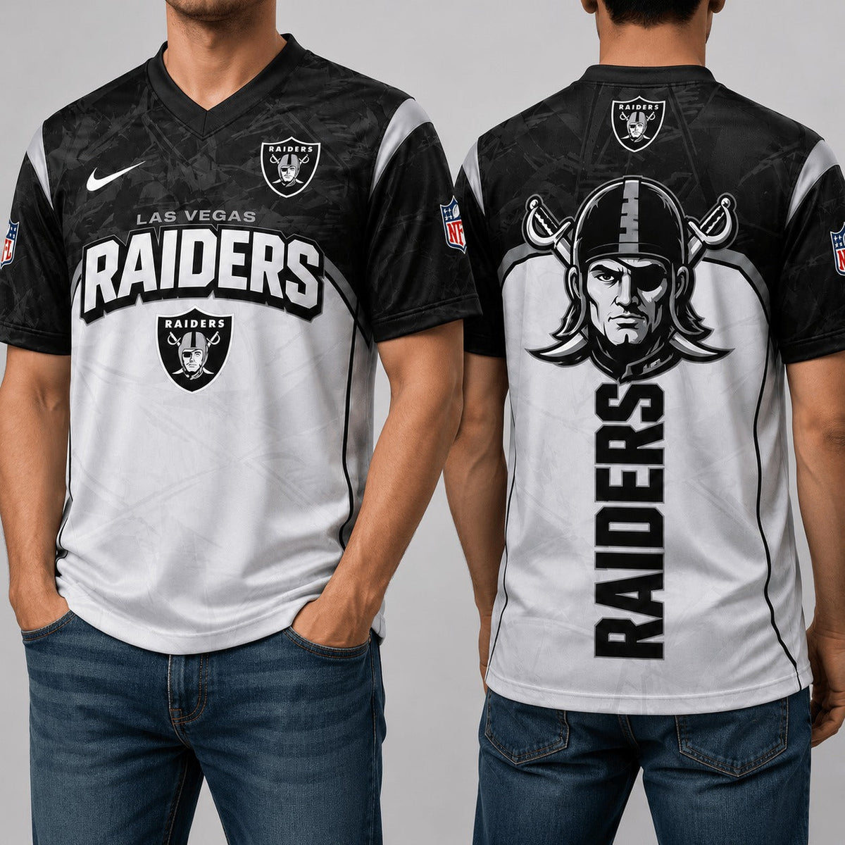LVR Premium NFL Power Graphic 3D V-neck Shirt