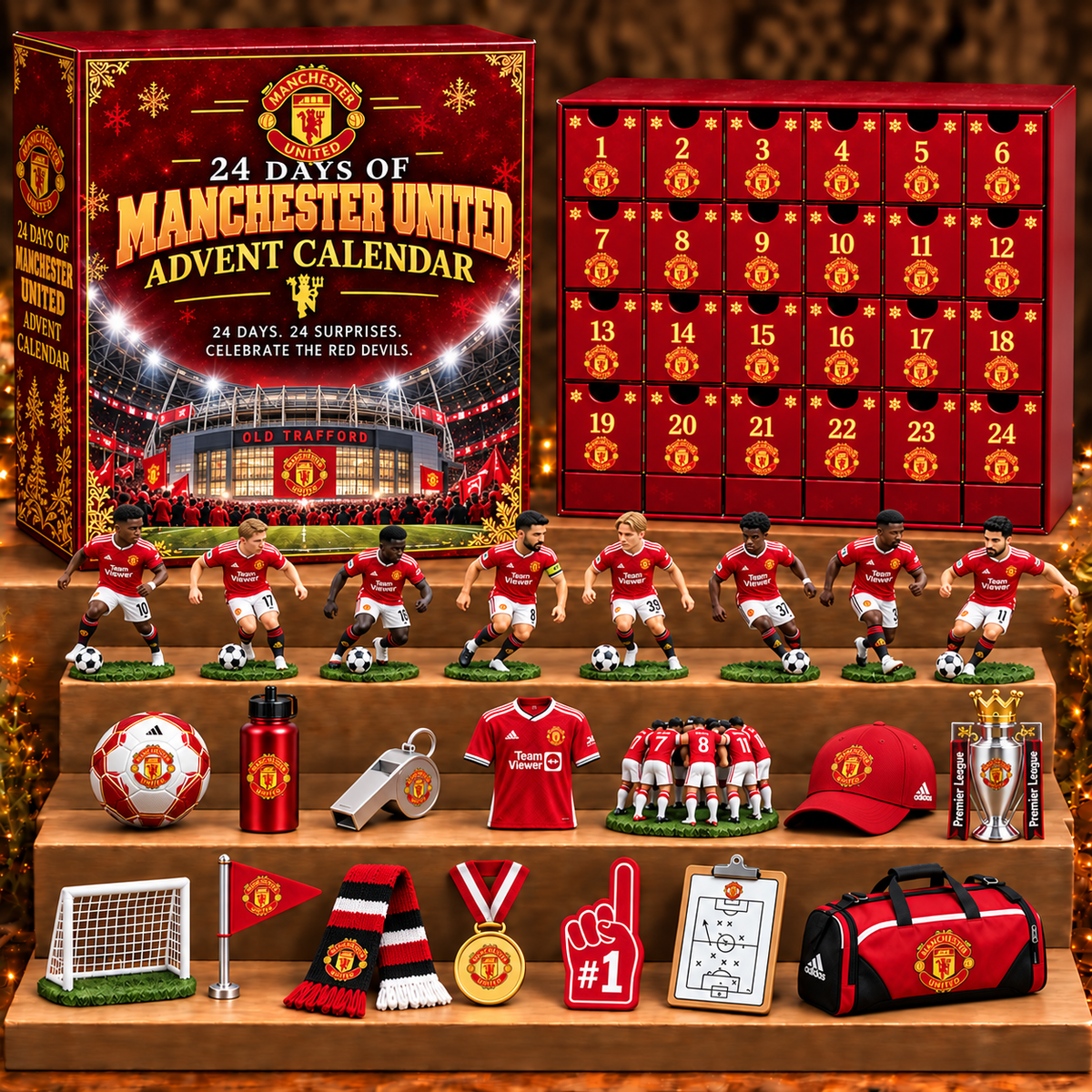 MANU x EPL Personalized 24 Days Of American Football Advent Calendar Blink Box