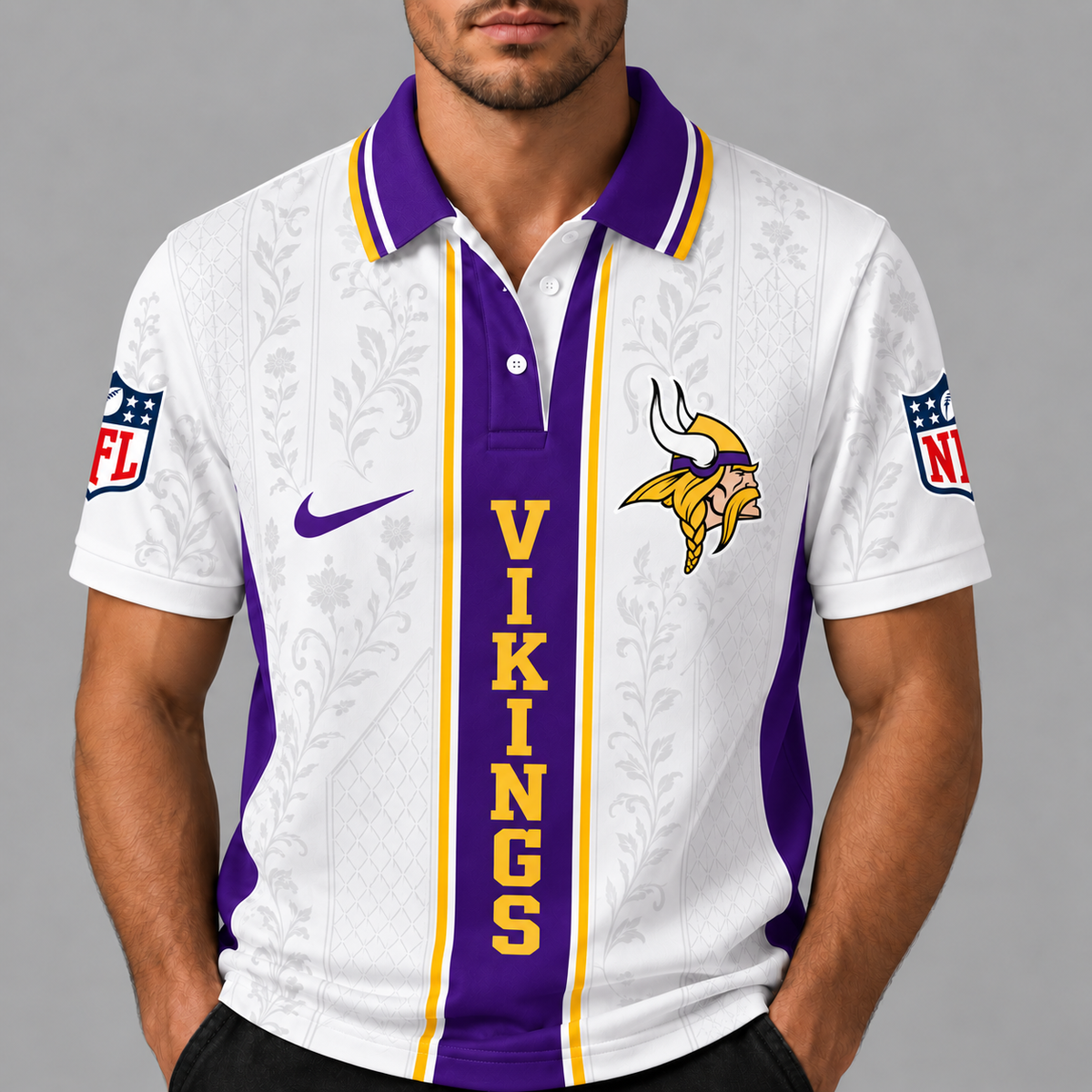 MV Premium NFL Floral Elegance Menƒ??s Polo Shirt