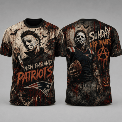 NEP Premium NFL Michael Myers Sunday Nightmares 3D T-Shirt For Horror Football Fans