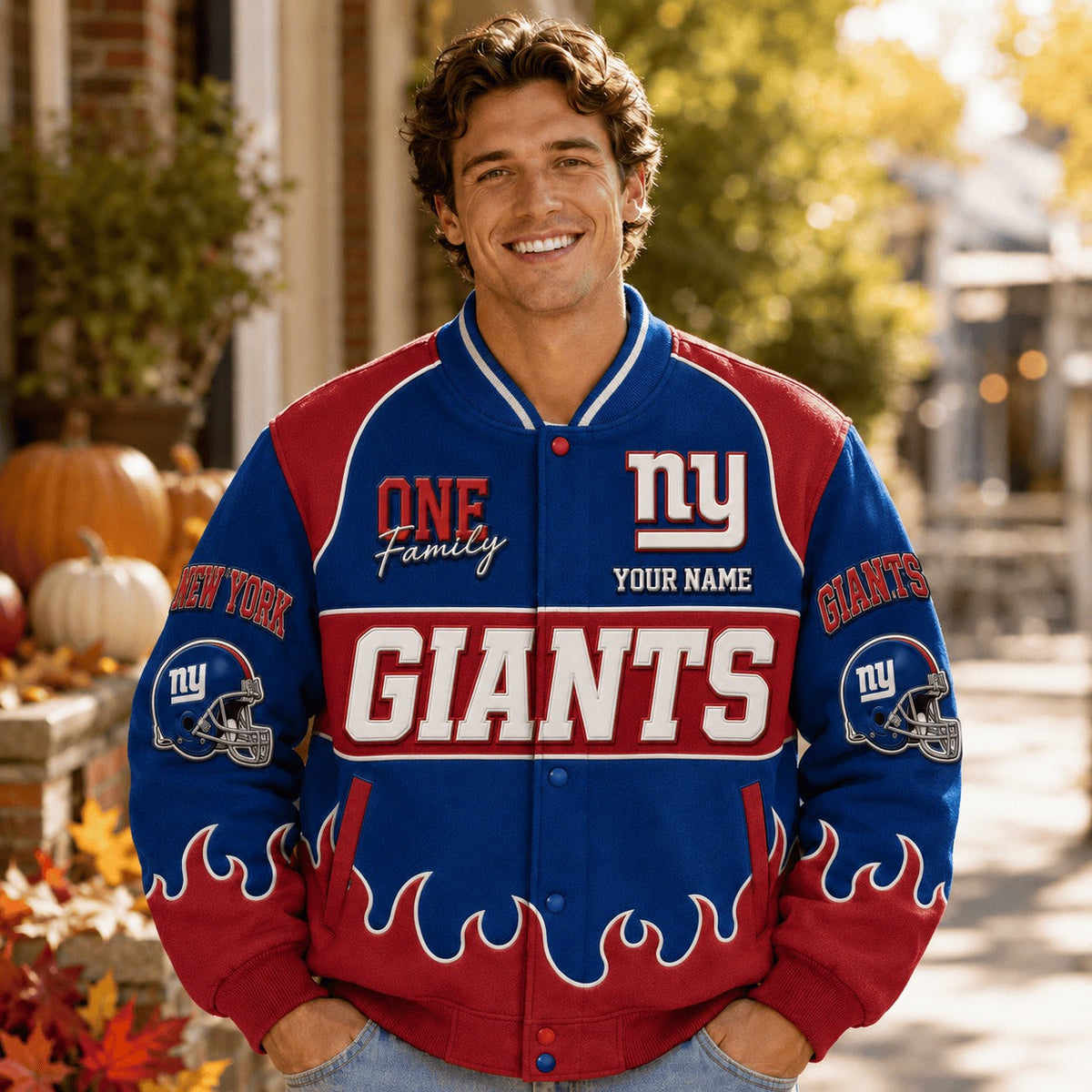 NYG NFL Team Baseball Jacket Custom Any Name Gift For Fan