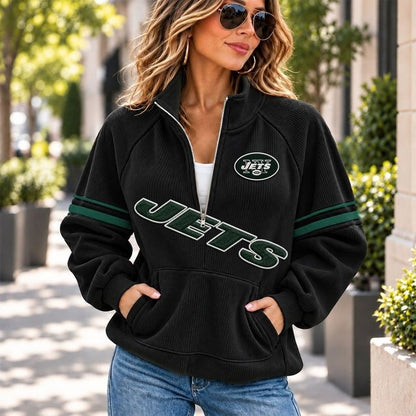 NYJ x NFL Corduroy Half-Zip Sweatshirt